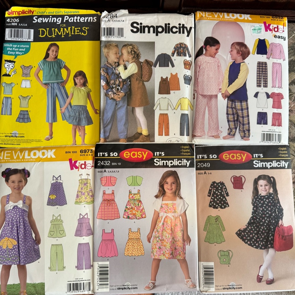 19 Simplicity Kids' Sewing Patterns - Red, Pink, Blue